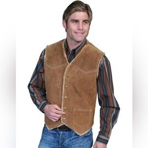 Men’s Genuine Leather Vest with Sherpa